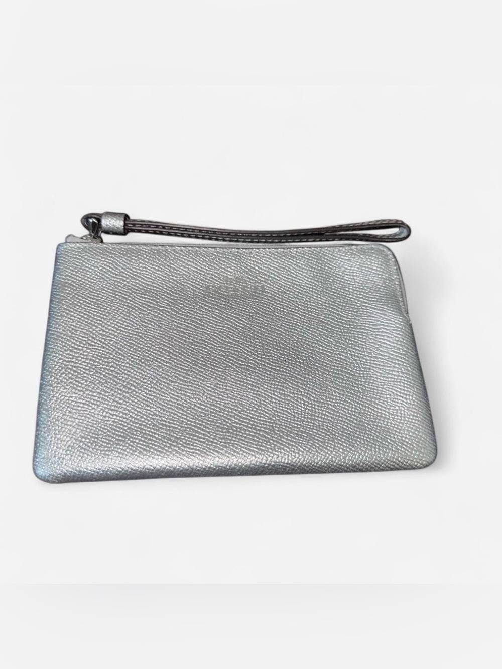 Coach Metallic Silver Wristlet Clutch